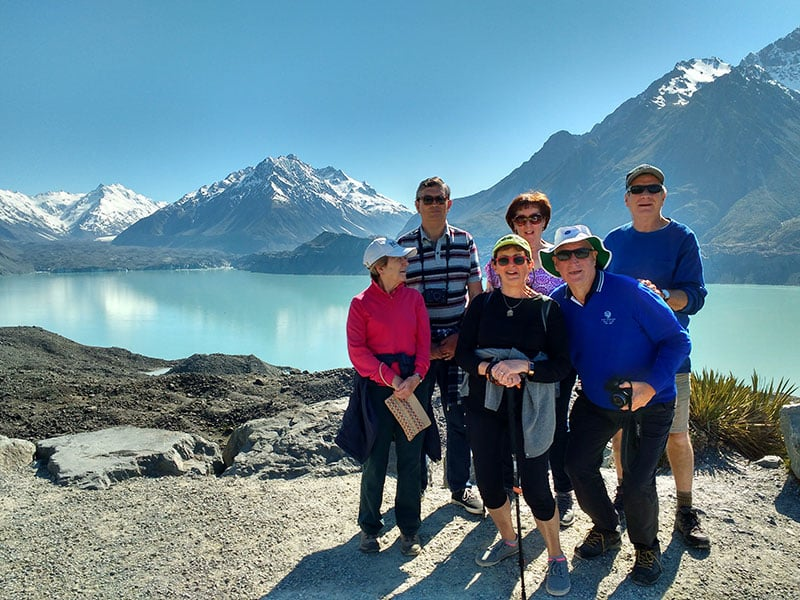 Tour group enjoying alpine view