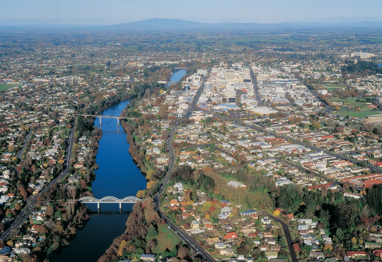 Panoramic aerial view of Hamilton river